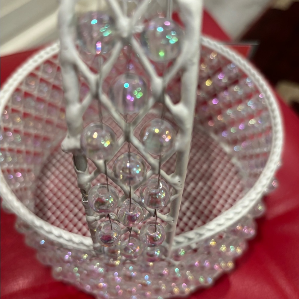 Elegant White Crystal Basket